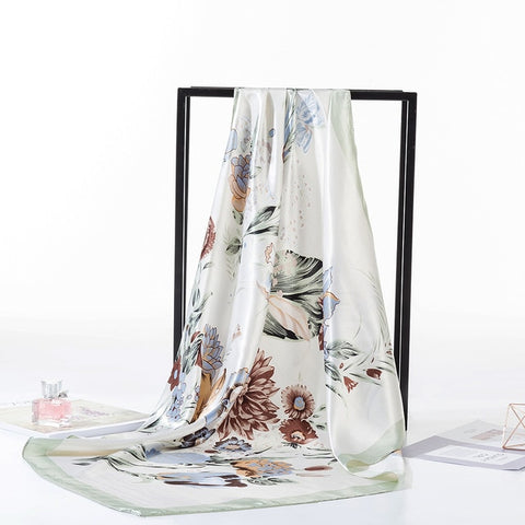 2019 Silk Scarf Fashion Foulard Satin Shawl Scarf Big Size 90*90cm Square silk Hair/Head Scarves Women bandana Large Hija