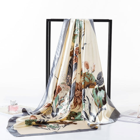 2019 Silk Scarf Fashion Foulard Satin Shawl Scarf Big Size 90*90cm Square silk Hair/Head Scarves Women bandana Large Hija