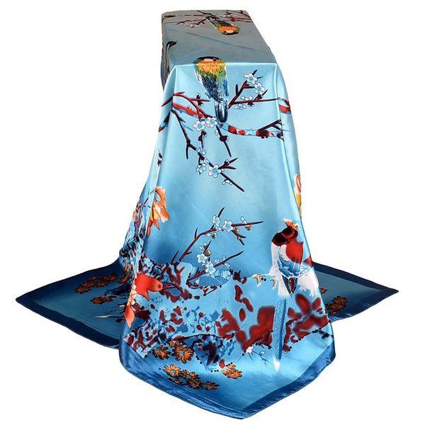 Fashion Scarves For Women Shawl Print Silk Satin Scarf Female 90cmx90cm Luxury Brand Square Hijab Shawls Head Scarfs for Ladies
