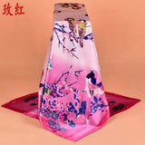 Fashion Scarves For Women Shawl Print Silk Satin Scarf Female 90cmx90cm Luxury Brand Square Hijab Shawls Head Scarfs for Ladies - THE PLACE TO BE !!