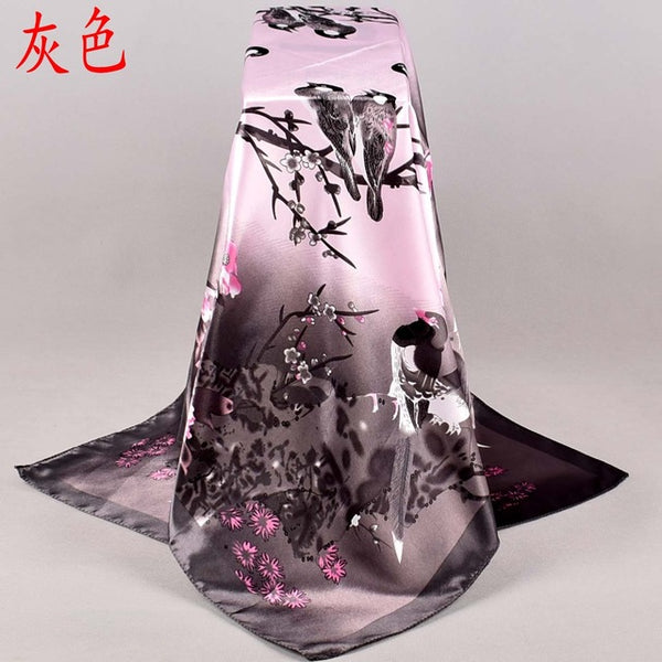 Fashion Scarves For Women Shawl Print Silk Satin Scarf Female 90cmx90cm Luxury Brand Square Hijab Shawls Head Scarfs for Ladies