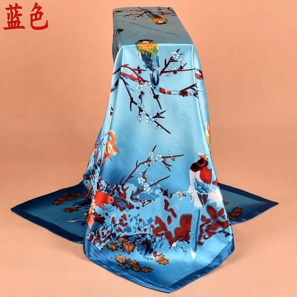 Fashion Scarves For Women Shawl Print Silk Satin Scarf Female 90cmx90cm Luxury Brand Square Hijab Shawls Head Scarfs for Ladies