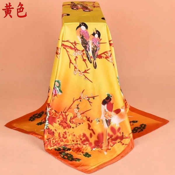 Fashion Scarves For Women Shawl Print Silk Satin Scarf Female 90cmx90cm Luxury Brand Square Hijab Shawls Head Scarfs for Ladies - THE PLACE TO BE !!