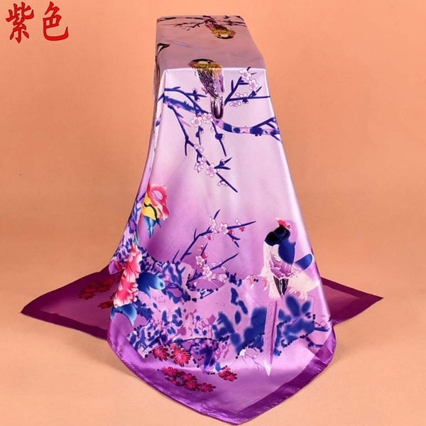Fashion Scarves For Women Shawl Print Silk Satin Scarf Female 90cmx90cm Luxury Brand Square Hijab Shawls Head Scarfs for Ladies