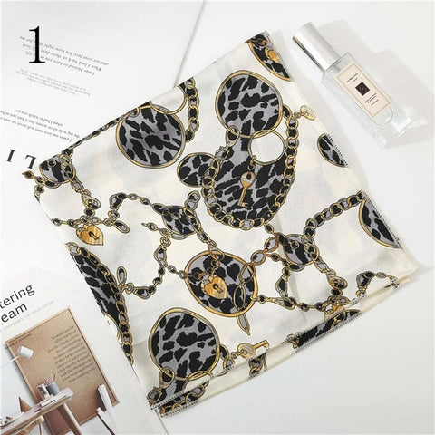 50*50cm Satin Silk Scarf Fashion Women Neck Scarf Print Square Flight Attendants Handkerchief Rings Lady Hair Scarf