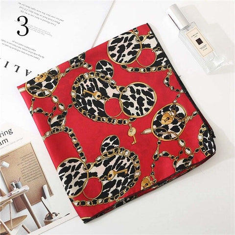 50*50cm Satin Silk Scarf Fashion Women Neck Scarf Print Square Flight Attendants Handkerchief Rings Lady Hair Scarf