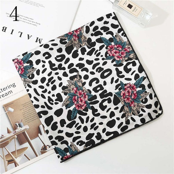 50*50cm Satin Silk Scarf Fashion Women Neck Scarf Print Square Flight Attendants Handkerchief Rings Lady Hair Scarf