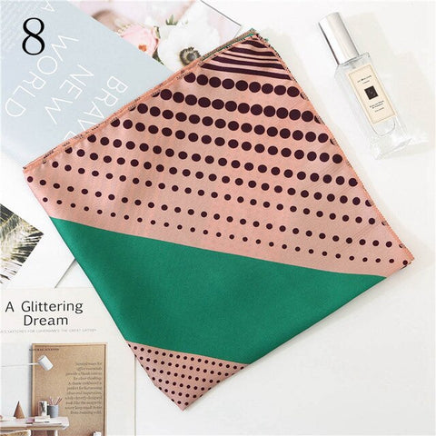 50*50cm Satin Silk Scarf Fashion Women Neck Scarf Print Square Flight Attendants Handkerchief Rings Lady Hair Scarf