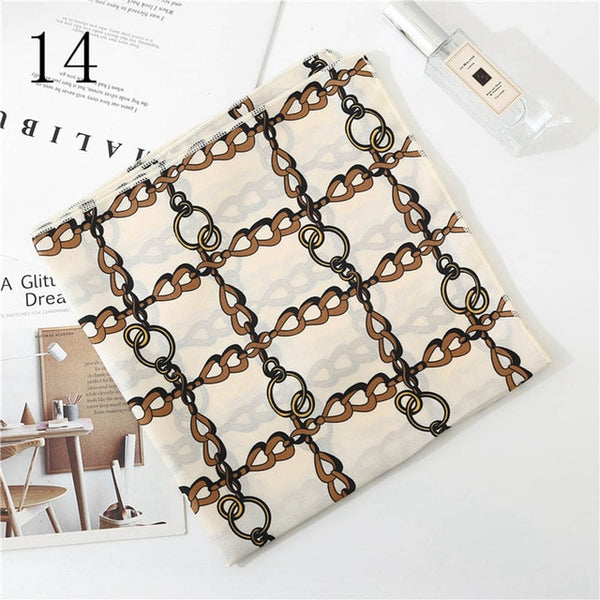 50*50cm Satin Silk Scarf Fashion Women Neck Scarf Print Square Flight Attendants Handkerchief Rings Lady Hair Scarf
