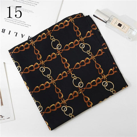 50*50cm Satin Silk Scarf Fashion Women Neck Scarf Print Square Flight Attendants Handkerchief Rings Lady Hair Scarf