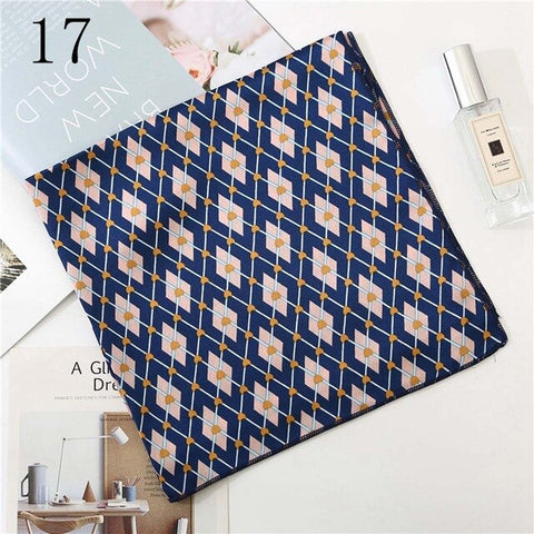 50*50cm Satin Silk Scarf Fashion Women Neck Scarf Print Square Flight Attendants Handkerchief Rings Lady Hair Scarf