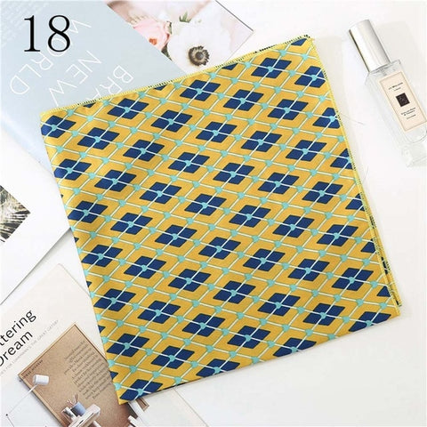 50*50cm Satin Silk Scarf Fashion Women Neck Scarf Print Square Flight Attendants Handkerchief Rings Lady Hair Scarf