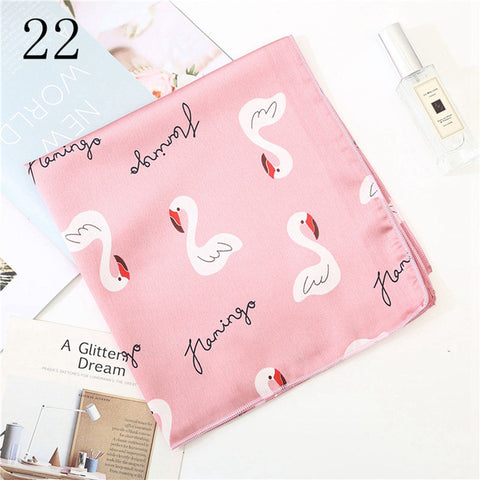 50*50cm Satin Silk Scarf Fashion Women Neck Scarf Print Square Flight Attendants Handkerchief Rings Lady Hair Scarf