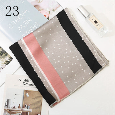 50*50cm Satin Silk Scarf Fashion Women Neck Scarf Print Square Flight Attendants Handkerchief Rings Lady Hair Scarf