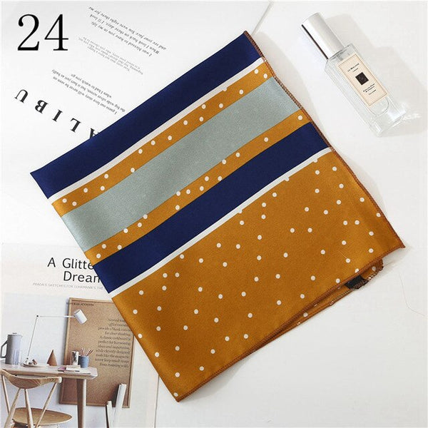 50*50cm Satin Silk Scarf Fashion Women Neck Scarf Print Square Flight Attendants Handkerchief Rings Lady Hair Scarf