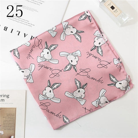 50*50cm Satin Silk Scarf Fashion Women Neck Scarf Print Square Flight Attendants Handkerchief Rings Lady Hair Scarf