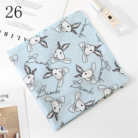 50*50cm Satin Silk Scarf Fashion Women Neck Scarf Print Square Flight Attendants Handkerchief Rings Lady Hair Scarf