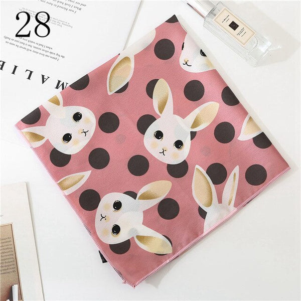 50*50cm Satin Silk Scarf Fashion Women Neck Scarf Print Square Flight Attendants Handkerchief Rings Lady Hair Scarf