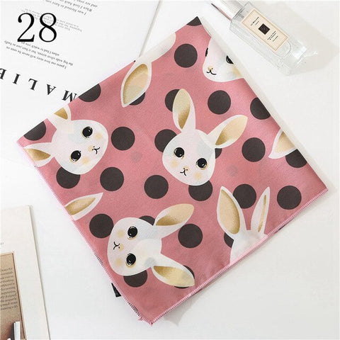 50*50cm Satin Silk Scarf Fashion Women Neck Scarf Print Square Flight Attendants Handkerchief Rings Lady Hair Scarf