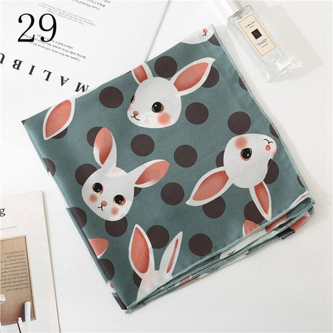 50*50cm Satin Silk Scarf Fashion Women Neck Scarf Print Square Flight Attendants Handkerchief Rings Lady Hair Scarf