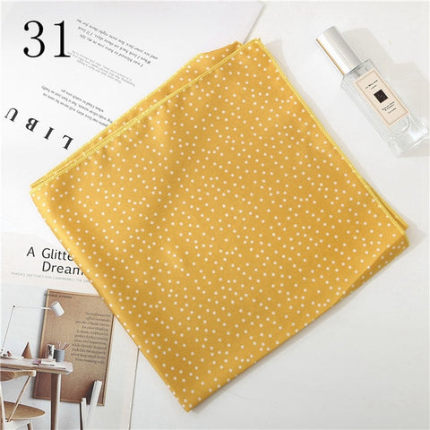 50*50cm Satin Silk Scarf Fashion Women Neck Scarf Print Square Flight Attendants Handkerchief Rings Lady Hair Scarf