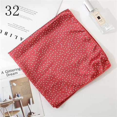 50*50cm Satin Silk Scarf Fashion Women Neck Scarf Print Square Flight Attendants Handkerchief Rings Lady Hair Scarf