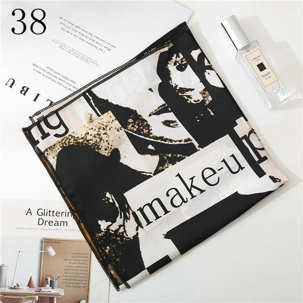50*50cm Satin Silk Scarf Fashion Women Neck Scarf Print Square Flight Attendants Handkerchief Rings Lady Hair Scarf