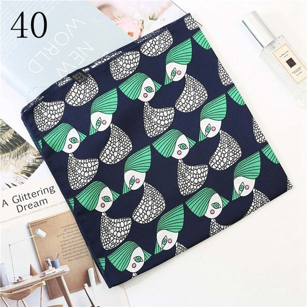 50*50cm Satin Silk Scarf Fashion Women Neck Scarf Print Square Flight Attendants Handkerchief Rings Lady Hair Scarf