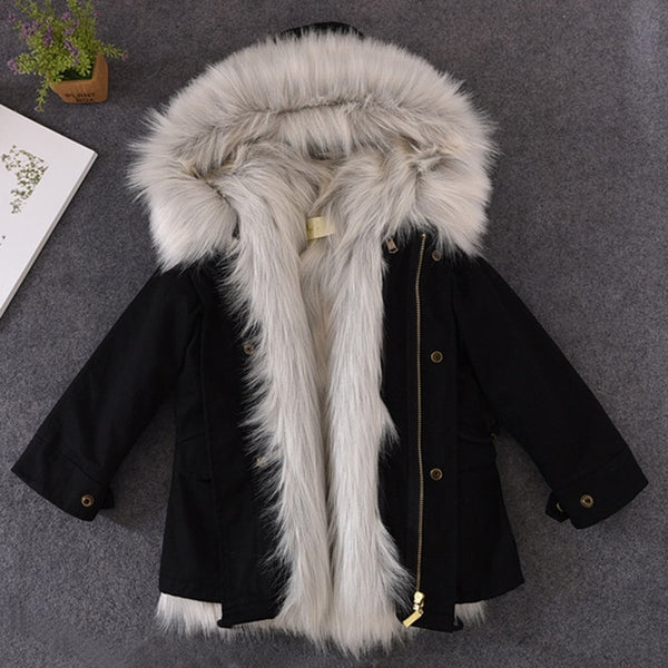 Cold Russian Winter Girls Jackets 2019 Boys Coat Hooded Faux Fur Children Parkas Casual Thicken Warm Baby Kids Clothes Outerwear