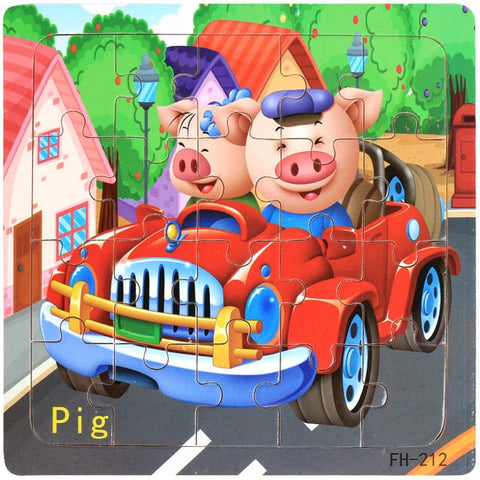 Wooden Puzzles Toys 20Pcs Kids Joy Superior Quality Puzzle Wood Cartoon Animals Jigsaw Puzzles Educational Toys For Children