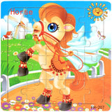 Wooden Puzzles Toys 20Pcs Kids Joy Superior Quality Puzzle Wood Cartoon Animals Jigsaw Puzzles Educational Toys For Children