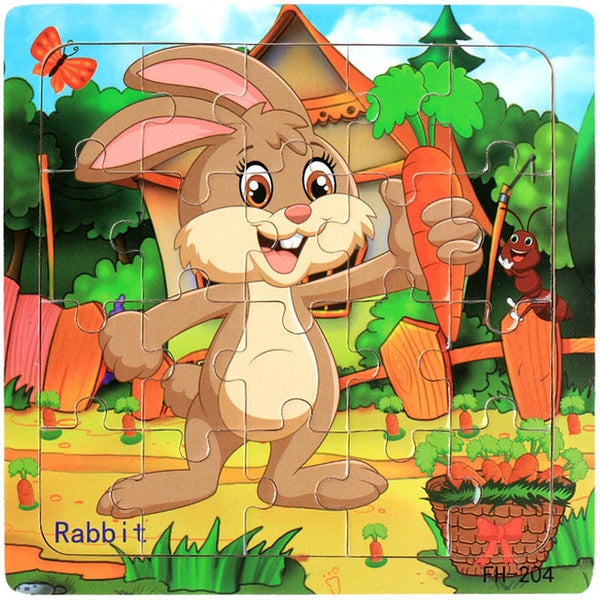 Wooden Puzzles Toys 20Pcs Kids Joy Superior Quality Puzzle Wood Cartoon Animals Jigsaw Puzzles Educational Toys For Children