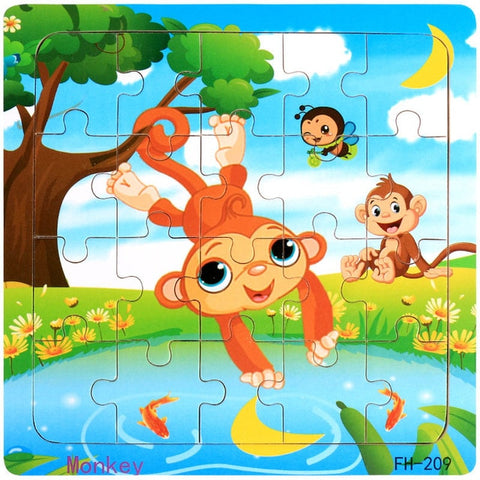Wooden Puzzles Toys 20Pcs Kids Joy Superior Quality Puzzle Wood Cartoon Animals Jigsaw Puzzles Educational Toys For Children