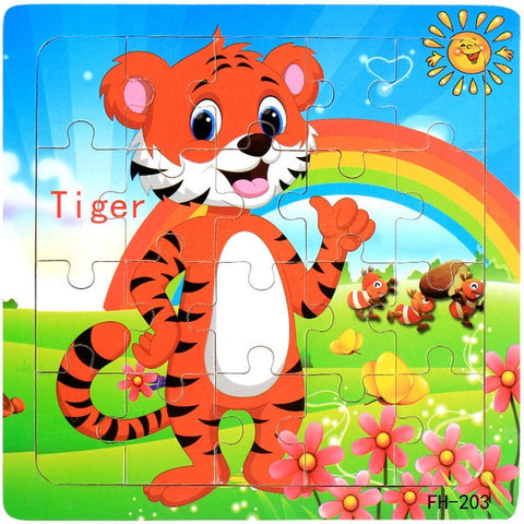 Wooden Puzzles Toys 20Pcs Kids Joy Superior Quality Puzzle Wood Cartoon Animals Jigsaw Puzzles Educational Toys For Children