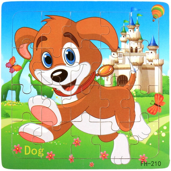 Wooden Puzzles Toys 20Pcs Kids Joy Superior Quality Puzzle Wood Cartoon Animals Jigsaw Puzzles Educational Toys For Children