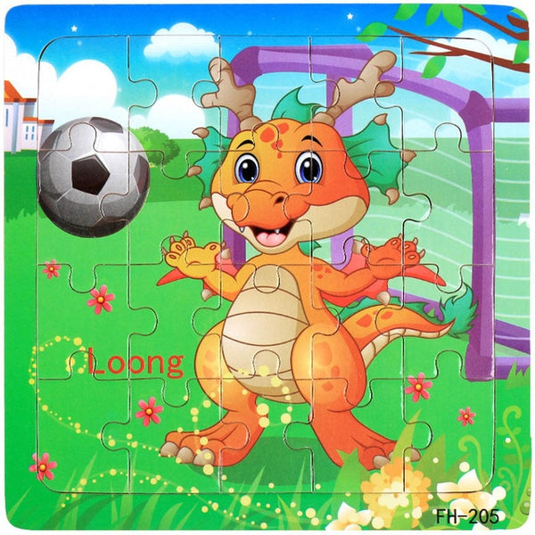 Wooden Puzzles Toys 20Pcs Kids Joy Superior Quality Puzzle Wood Cartoon Animals Jigsaw Puzzles Educational Toys For Children