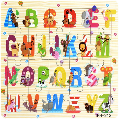 Wooden Puzzles Toys 20Pcs Kids Joy Superior Quality Puzzle Wood Cartoon Animals Jigsaw Puzzles Educational Toys For Children