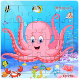 Wooden Puzzles Toys 20Pcs Kids Joy Superior Quality Puzzle Wood Cartoon Animals Jigsaw Puzzles Educational Toys For Children