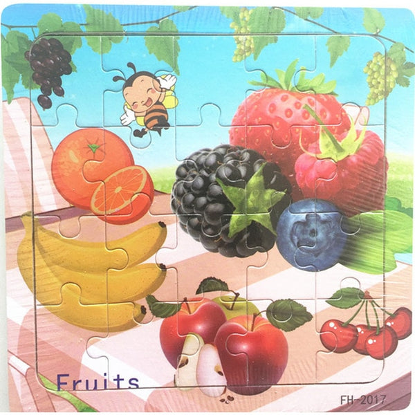 Wooden Puzzles Toys 20Pcs Kids Joy Superior Quality Puzzle Wood Cartoon Animals Jigsaw Puzzles Educational Toys For Children