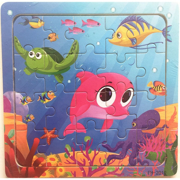 Wooden Puzzles Toys 20Pcs Kids Joy Superior Quality Puzzle Wood Cartoon Animals Jigsaw Puzzles Educational Toys For Children