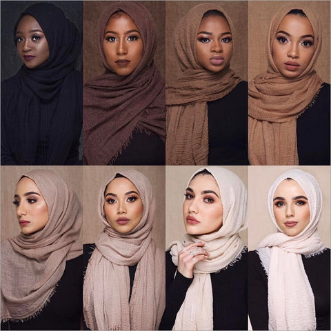 wholesale price 70*180cm women muslim crinkle hijab scarf femme musulman soft cotton headscarf islamic hijab shawls and wraps - THE PLACE TO BE !!