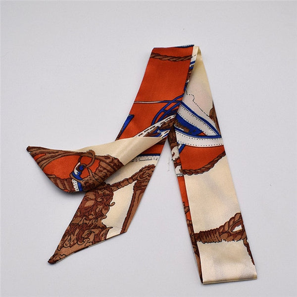 Small Silk Scarf For Women 2019 New Print Handle Bag Ribbons Brand Fashion Head Scarf Small Long Skinny Scarves Wholesale