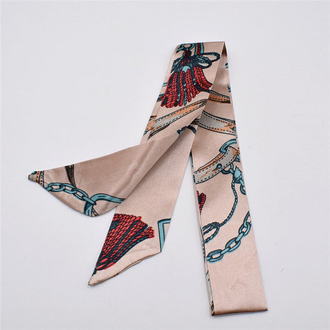 Small Silk Scarf For Women 2019 New Print Handle Bag Ribbons Brand Fashion Head Scarf Small Long Skinny Scarves Wholesale