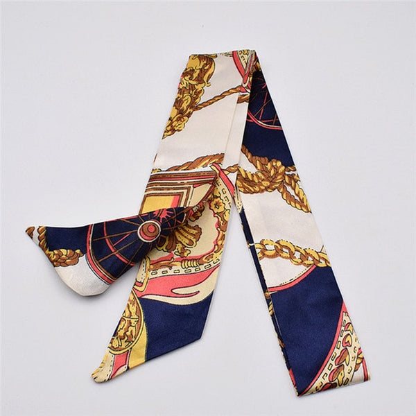 Small Silk Scarf For Women 2019 New Print Handle Bag Ribbons Brand Fashion Head Scarf Small Long Skinny Scarves Wholesale