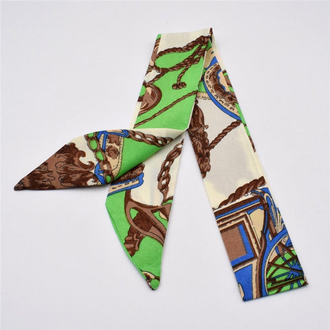 Small Silk Scarf For Women 2019 New Print Handle Bag Ribbons Brand Fashion Head Scarf Small Long Skinny Scarves Wholesale