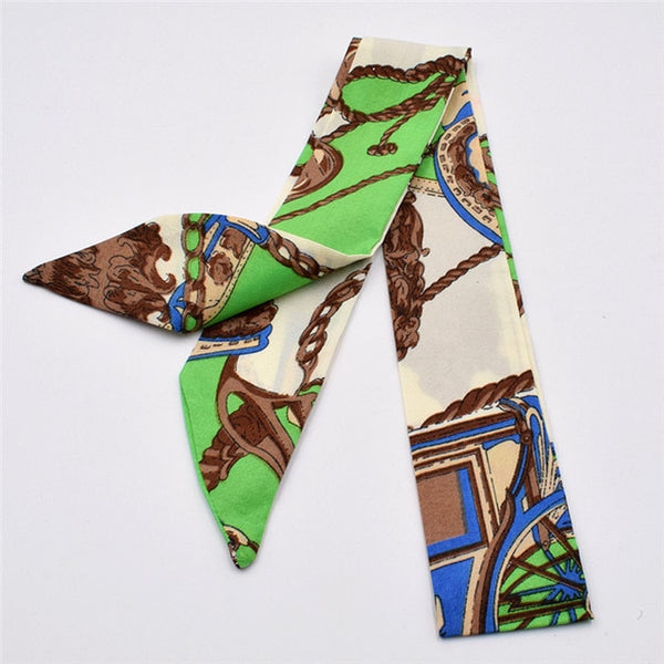Small Silk Scarf For Women 2019 New Print Handle Bag Ribbons Brand Fashion Head Scarf Small Long Skinny Scarves Wholesale