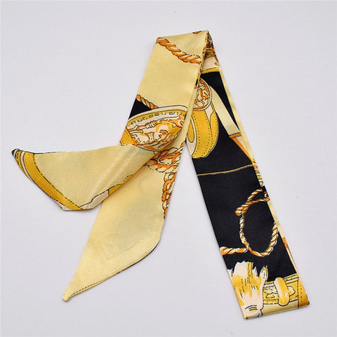 Small Silk Scarf For Women 2019 New Print Handle Bag Ribbons Brand Fashion Head Scarf Small Long Skinny Scarves Wholesale