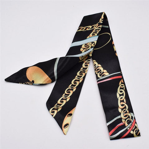 Small Silk Scarf For Women 2019 New Print Handle Bag Ribbons Brand Fashion Head Scarf Small Long Skinny Scarves Wholesale