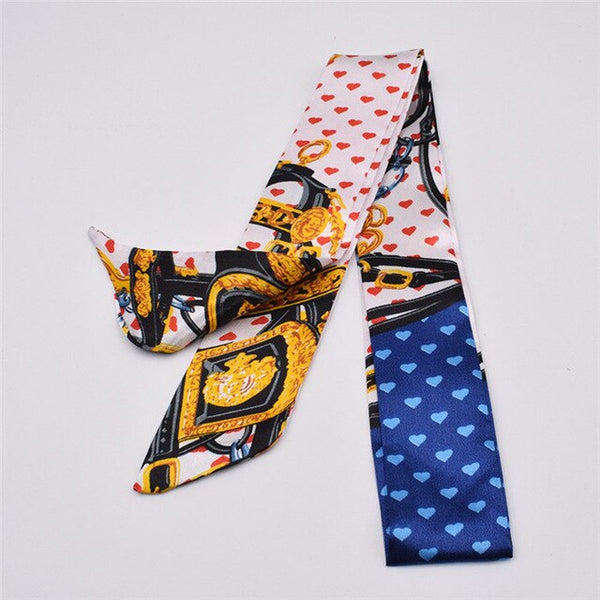 Small Silk Scarf For Women 2019 New Print Handle Bag Ribbons Brand Fashion Head Scarf Small Long Skinny Scarves Wholesale