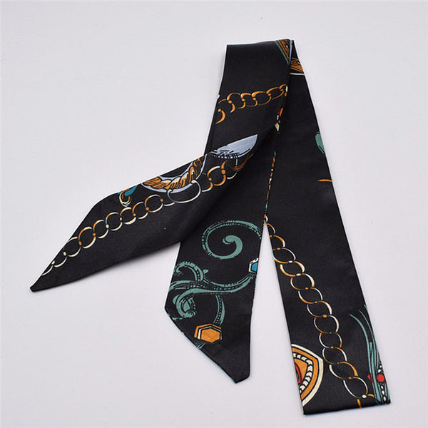 Small Silk Scarf For Women 2019 New Print Handle Bag Ribbons Brand Fashion Head Scarf Small Long Skinny Scarves Wholesale